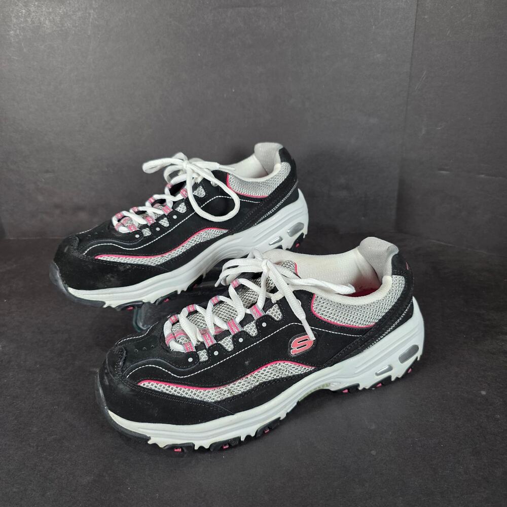 Skechers D'Lites Life Saver Sneaker Pink/Black Leather/Textile 11860 Womens10